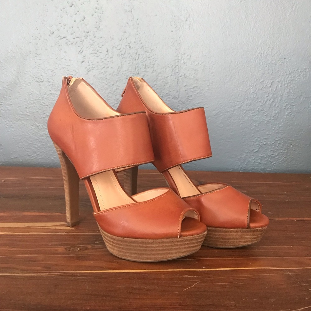 Sole Society - Platform height heel tan sandals